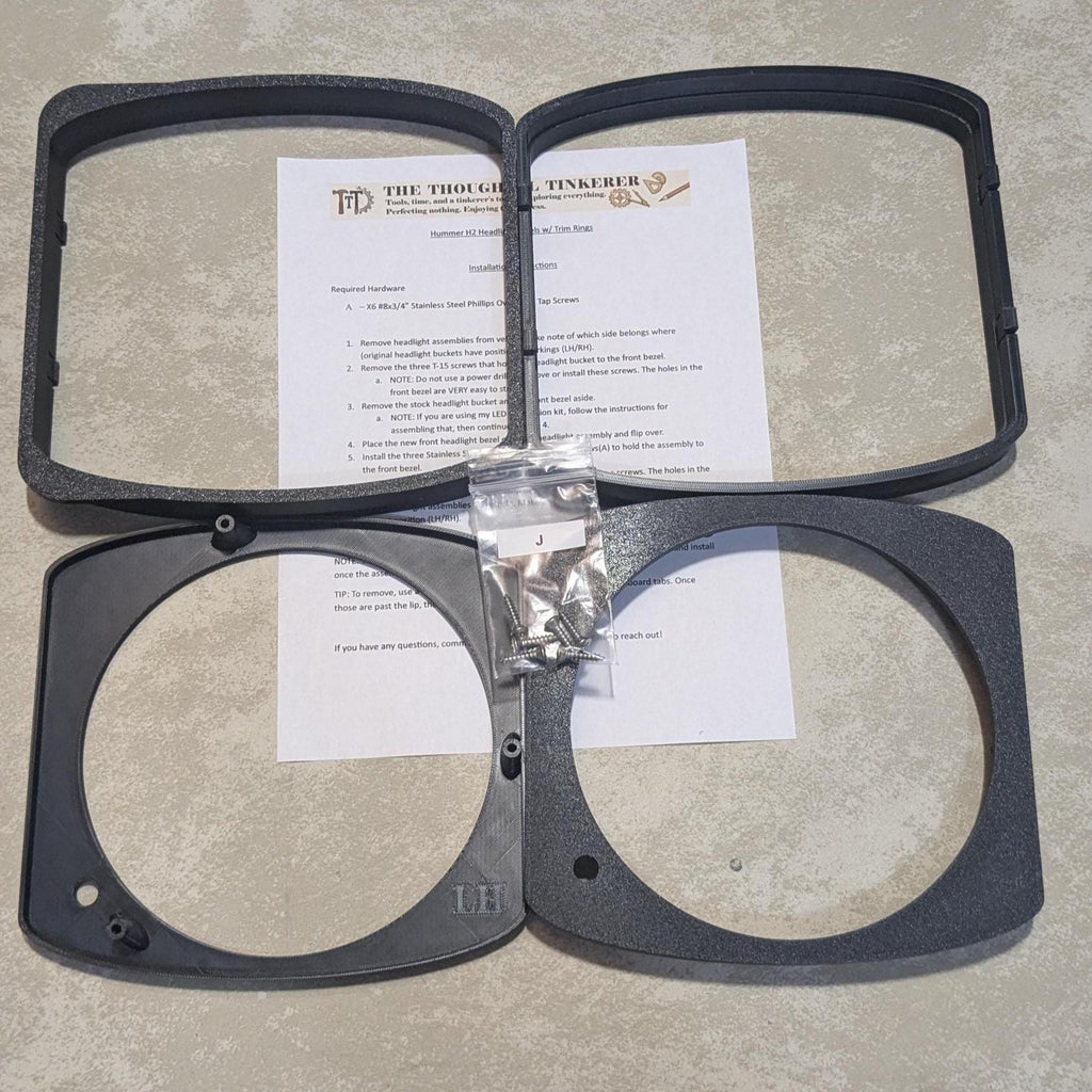 Hummer H2 Headlight Bezels w/ Trim Rings – 9 Colors + 4 Styles