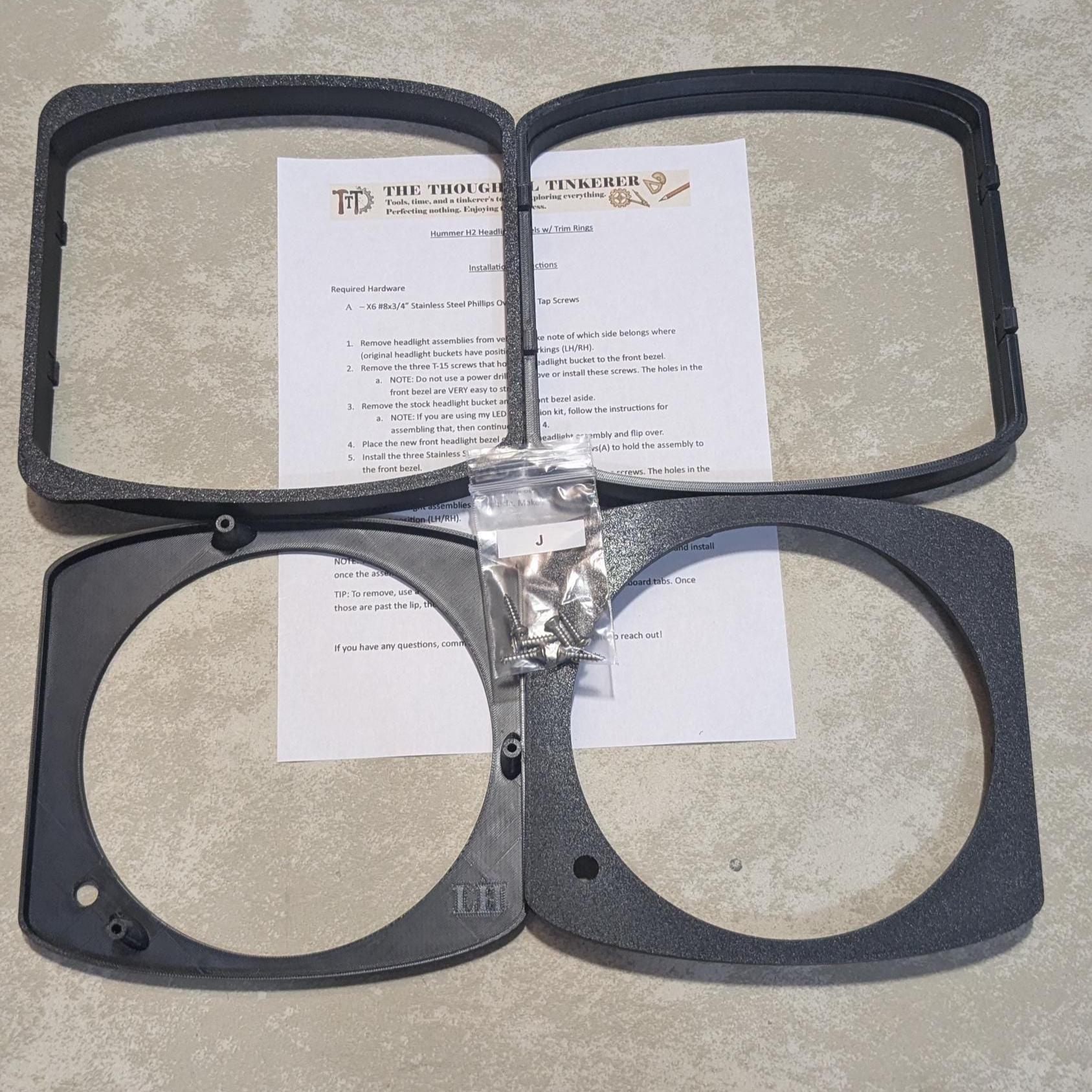 Hummer H2 Headlight Bezels w/ Trim Rings – 9 Colors + 4 Styles